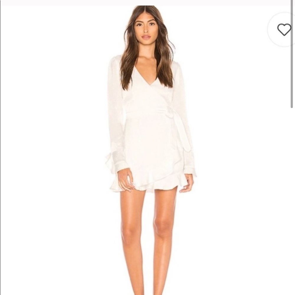 Donna Mizani Revolve White wrap ruffle dress